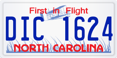 NC license plate DIC1624