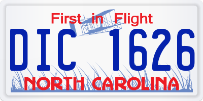 NC license plate DIC1626
