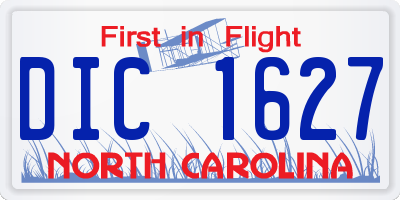 NC license plate DIC1627