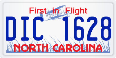 NC license plate DIC1628