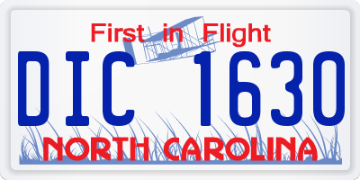 NC license plate DIC1630