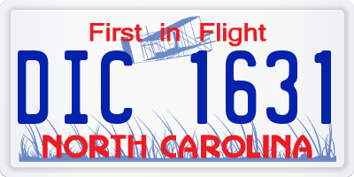 NC license plate DIC1631