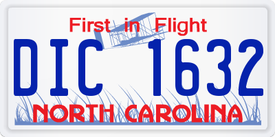 NC license plate DIC1632