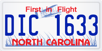 NC license plate DIC1633