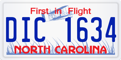NC license plate DIC1634