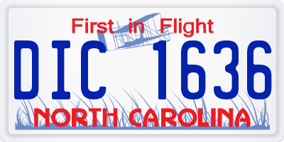 NC license plate DIC1636