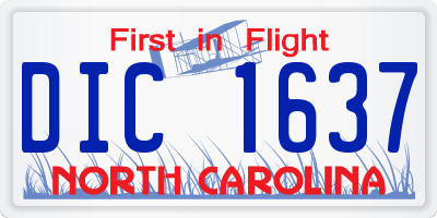 NC license plate DIC1637