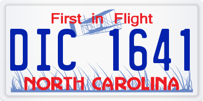 NC license plate DIC1641