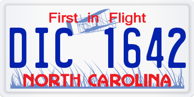 NC license plate DIC1642