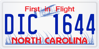 NC license plate DIC1644