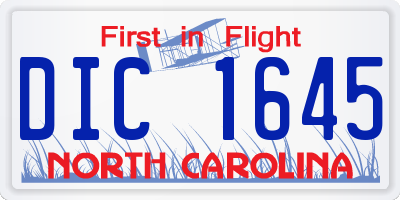 NC license plate DIC1645