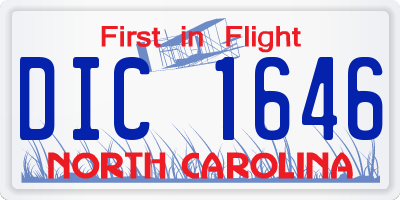 NC license plate DIC1646