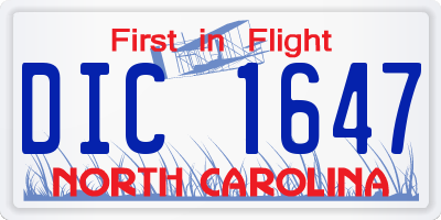 NC license plate DIC1647