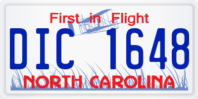 NC license plate DIC1648