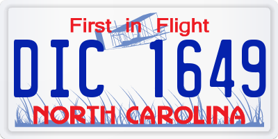 NC license plate DIC1649