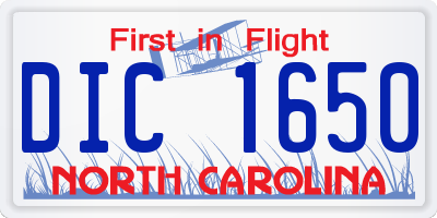 NC license plate DIC1650