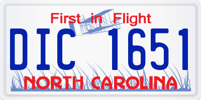NC license plate DIC1651