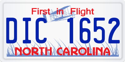NC license plate DIC1652