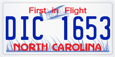 NC license plate DIC1653
