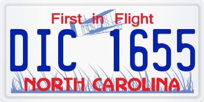 NC license plate DIC1655