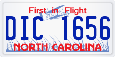 NC license plate DIC1656