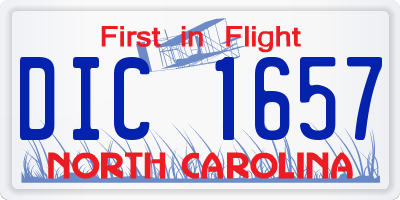 NC license plate DIC1657