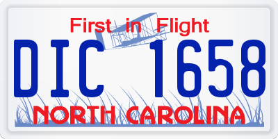 NC license plate DIC1658