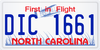 NC license plate DIC1661