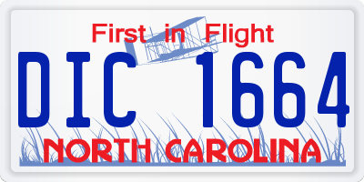NC license plate DIC1664