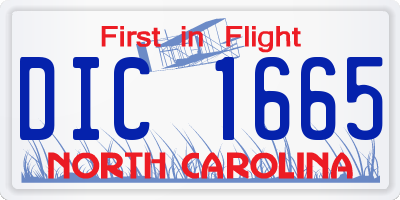 NC license plate DIC1665