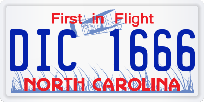 NC license plate DIC1666