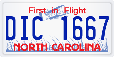 NC license plate DIC1667