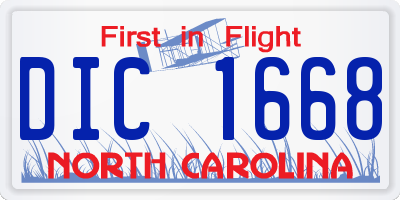 NC license plate DIC1668