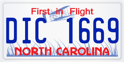 NC license plate DIC1669