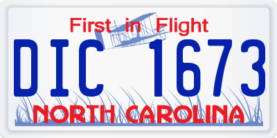NC license plate DIC1673