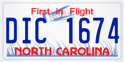 NC license plate DIC1674