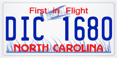NC license plate DIC1680
