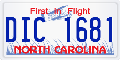 NC license plate DIC1681