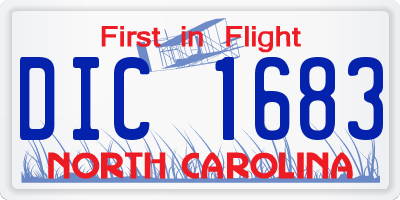 NC license plate DIC1683