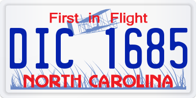 NC license plate DIC1685