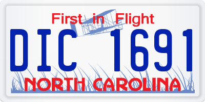 NC license plate DIC1691