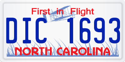 NC license plate DIC1693