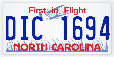 NC license plate DIC1694