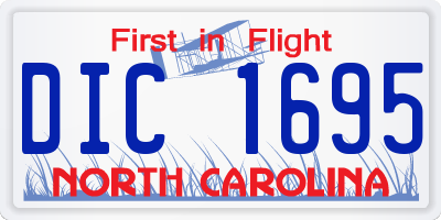 NC license plate DIC1695