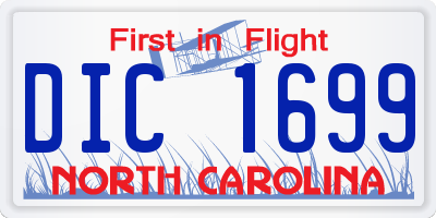 NC license plate DIC1699