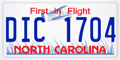 NC license plate DIC1704