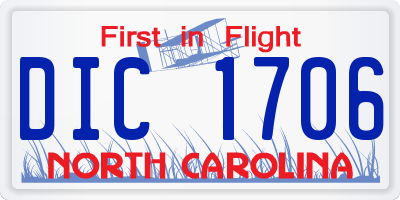 NC license plate DIC1706