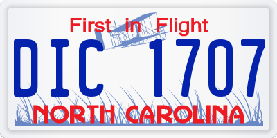 NC license plate DIC1707