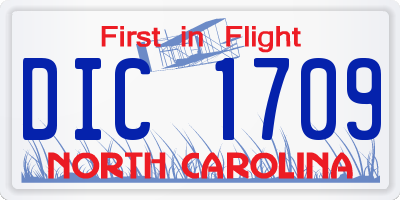 NC license plate DIC1709