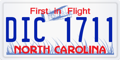 NC license plate DIC1711